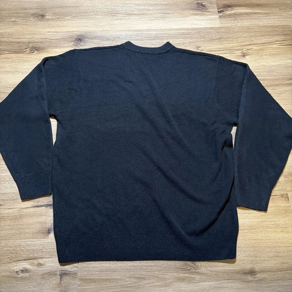 Polo Ralph Lauren Mens‎ LARGE Black Label Sweater 100% Cashmere V-Neck Black Red